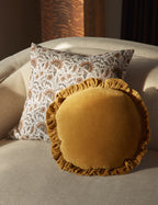 Maven Round Pillow | Velvet with Ruffled Flange