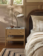 Phaedra Nightstand | Natural Wood Frame, Marble Top