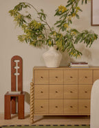 Riva Accent Stool | Tall Cutout Back, Rich Mahogany Grain