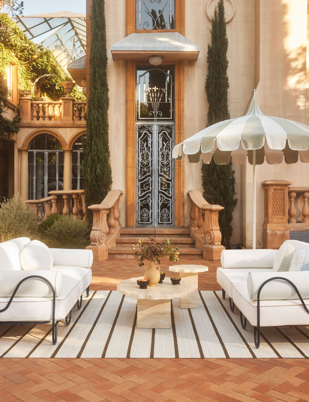 Luna Striped Disc Pillow | Chic Outdoor Accent