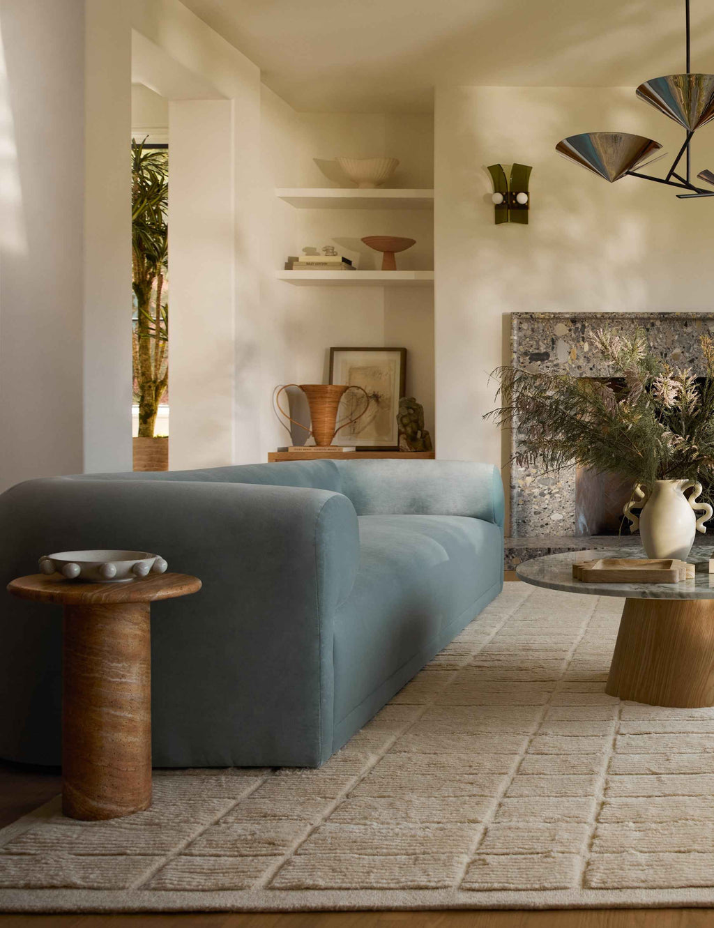 Mira Drink Table | Travertine-Like Finish, Indoor/Outdoor Use
