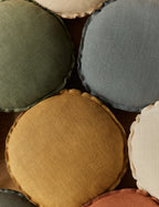 Luno Round Pillow | Linen, Flange Trim