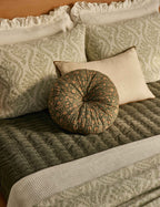 Bello Round Pillow | Floral Design, Linen Cotton Blend
