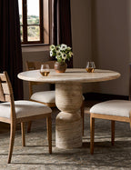 Fino Round Dining Table | Sculpted Pedestal, Elegant Curves