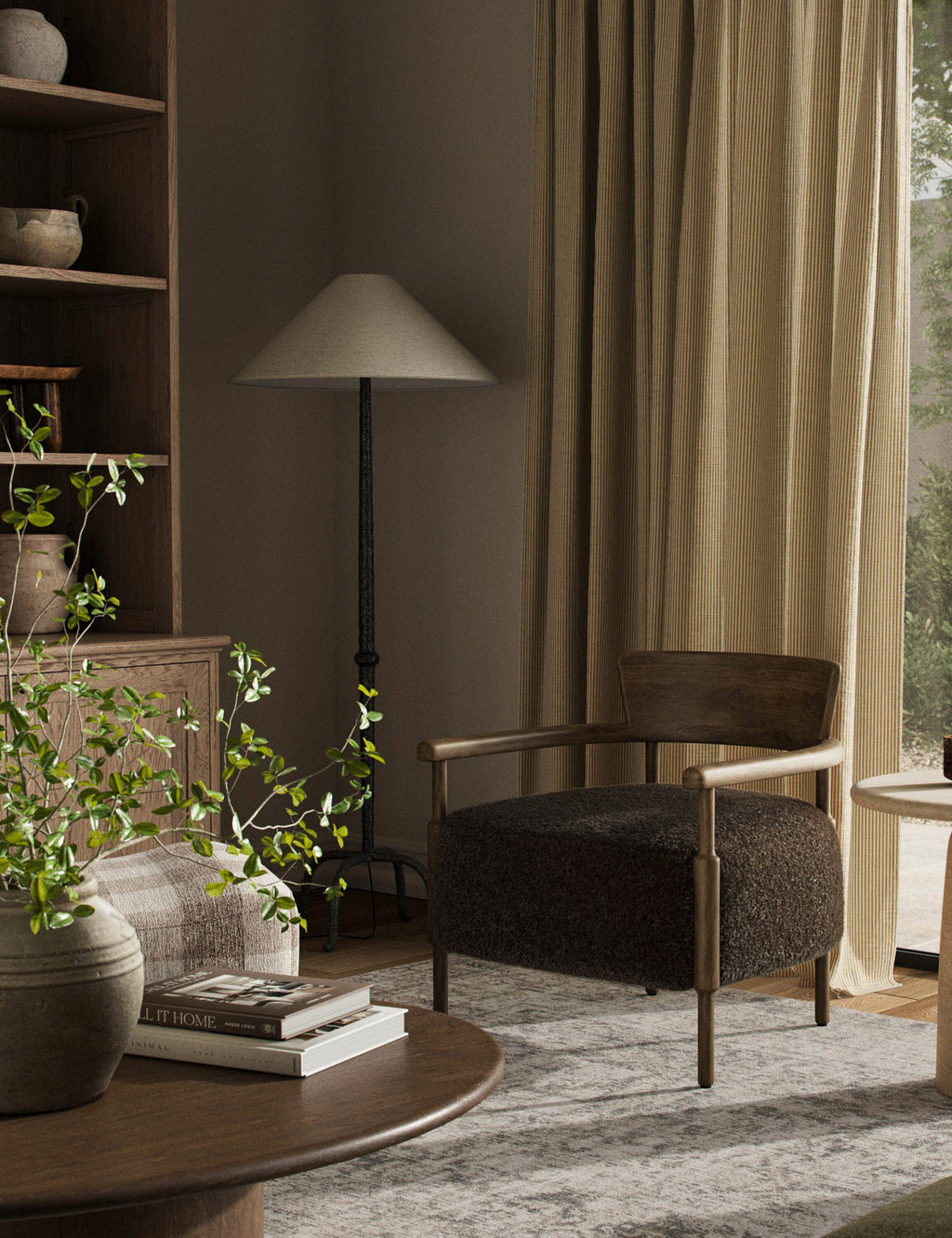 Bela Accent Chair | Solid Oak Frame, Natural Shearling Upholstery