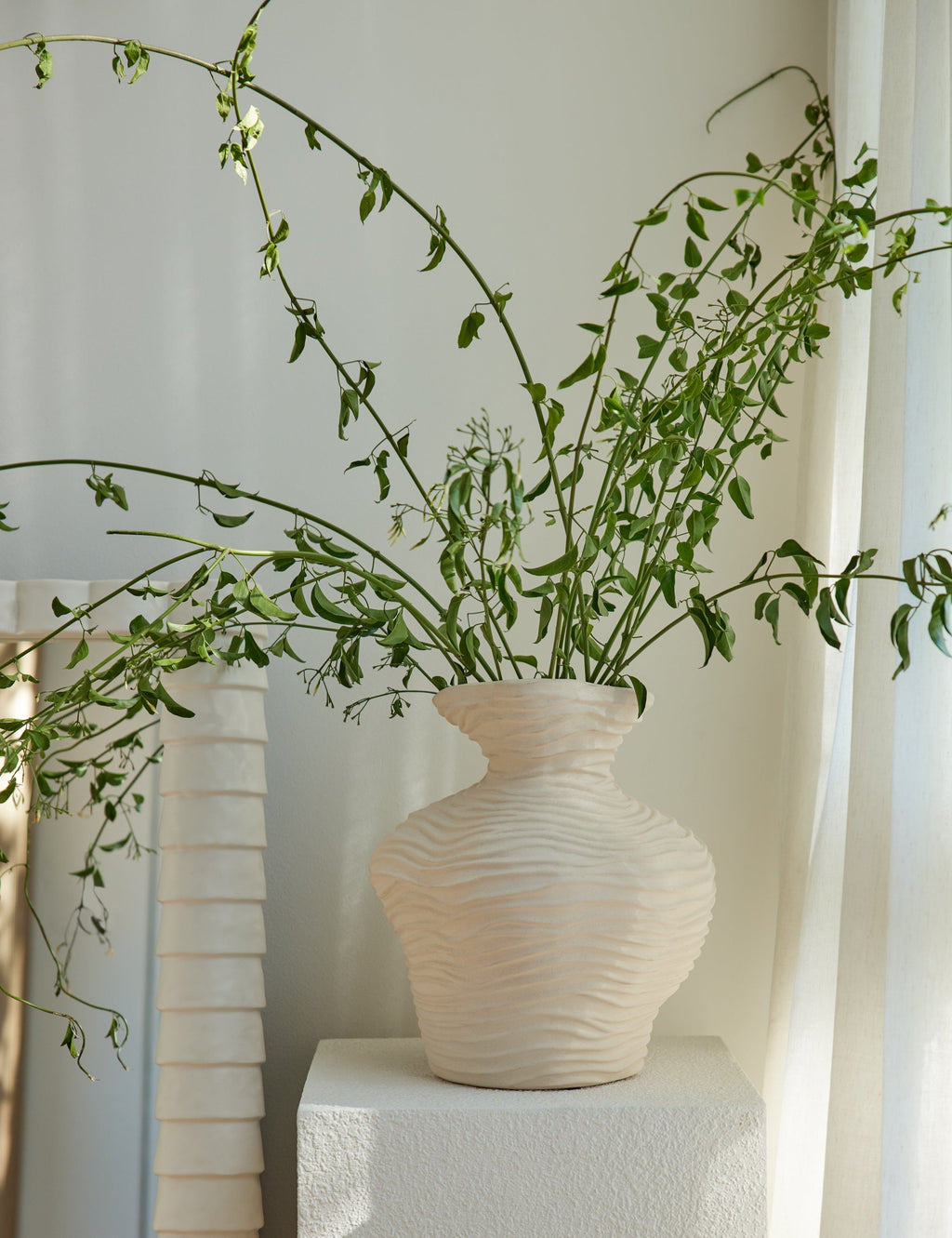 Wren Wrinkle Vase | Organic Earthen Form, Unique Glaze Finish