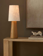 Sable Table Lamp | Conical Wood Base, Boucle Linen Shade