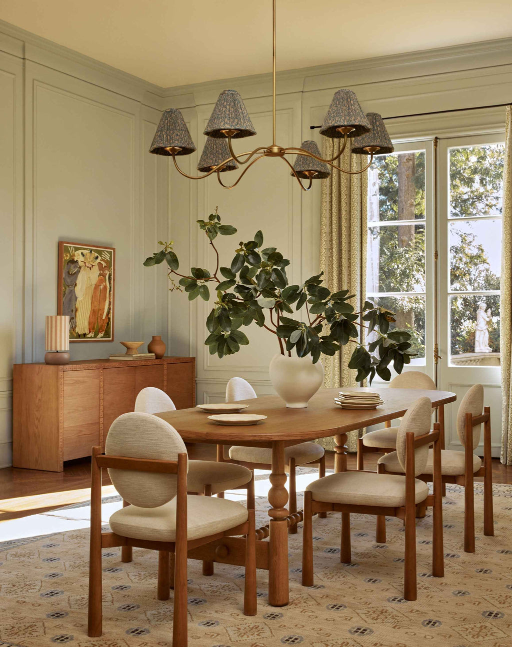 Juno Chandelier | Pleated Floral Shades, Elegant Design
