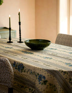 Briar Tablecloth | Floral Stripe, Soft Blue and Green
