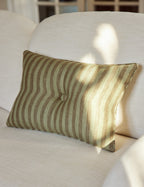 Waverly Pillow | Linen with Striped Design and Tufted Button