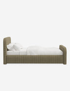 Bela Upholstered Bed | Low Rounded Headboard, Raised Footboard