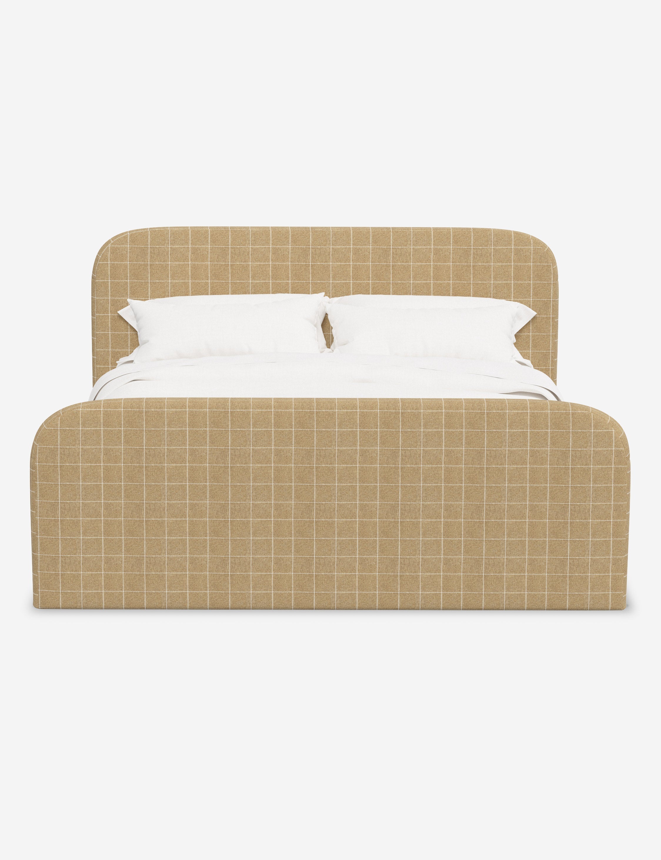 Bela Upholstered Bed | Low Rounded Headboard, Raised Footboard