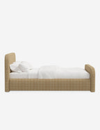 Bela Upholstered Bed | Low Rounded Headboard, Raised Footboard