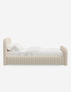 Bela Upholstered Bed | Low Rounded Headboard, Raised Footboard