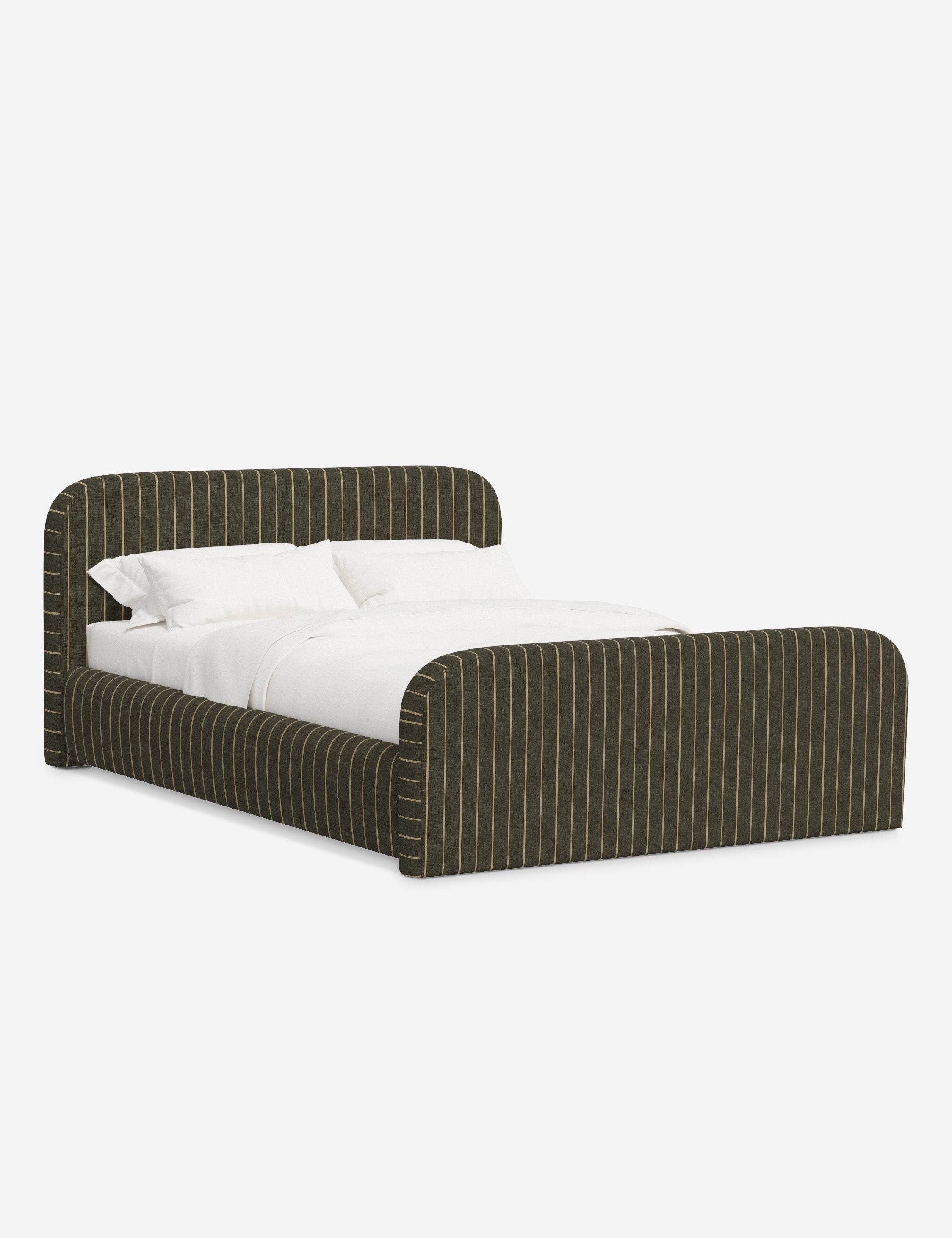 Bela Upholstered Bed | Low Rounded Headboard, Raised Footboard