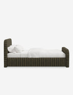 Bela Upholstered Bed | Low Rounded Headboard, Raised Footboard