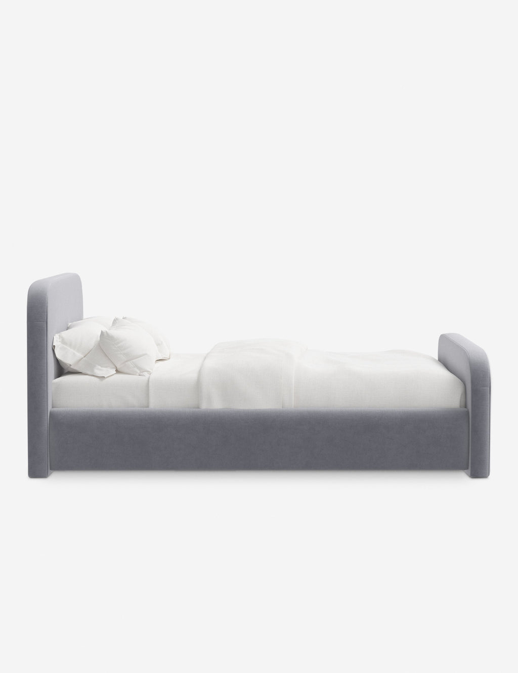 Bela Upholstered Bed | Low Rounded Headboard, Raised Footboard