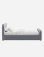 Bela Upholstered Bed | Low Rounded Headboard, Raised Footboard