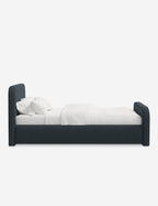 Bela Upholstered Bed | Low Rounded Headboard, Raised Footboard