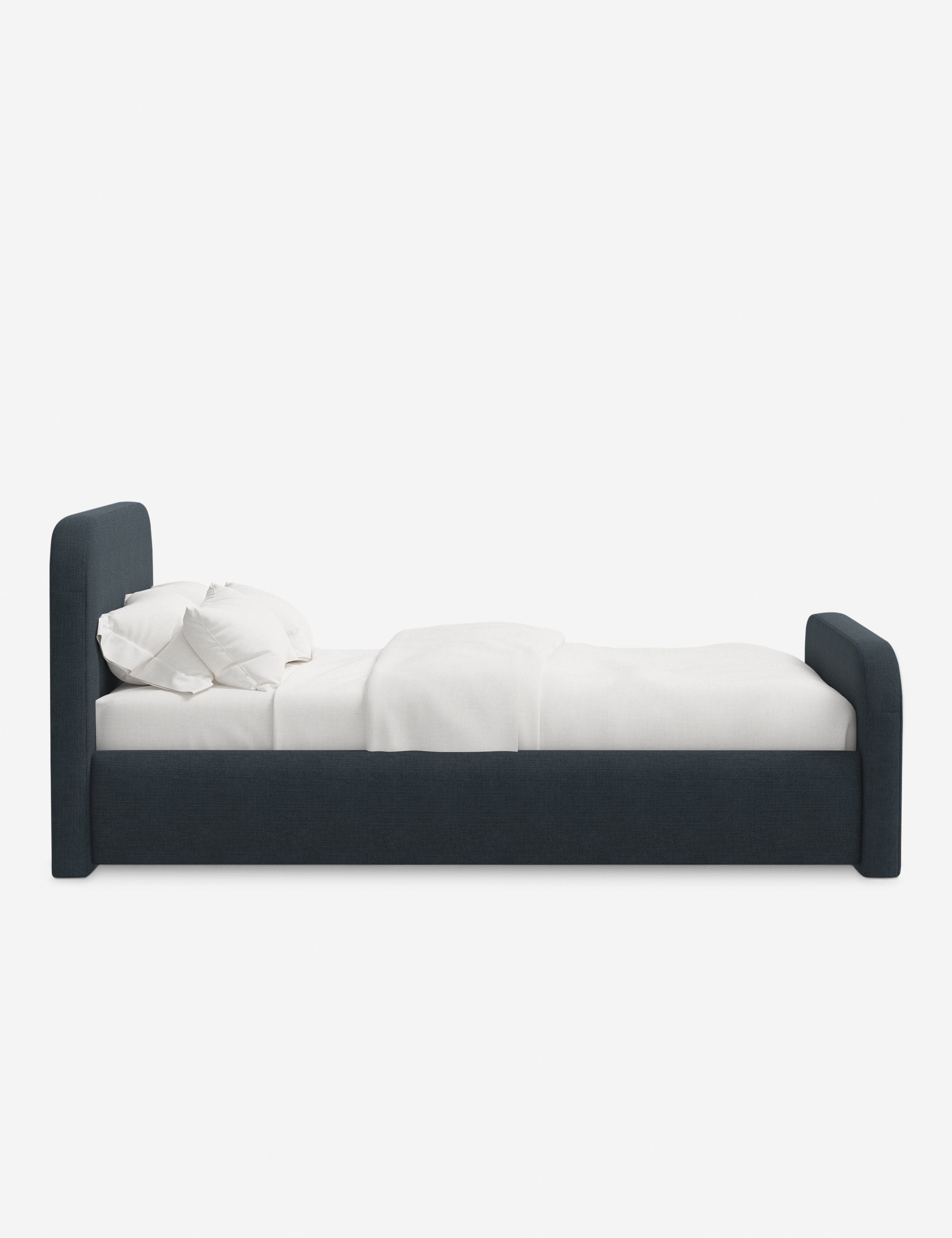 Bela Upholstered Bed | Low Rounded Headboard, Raised Footboard