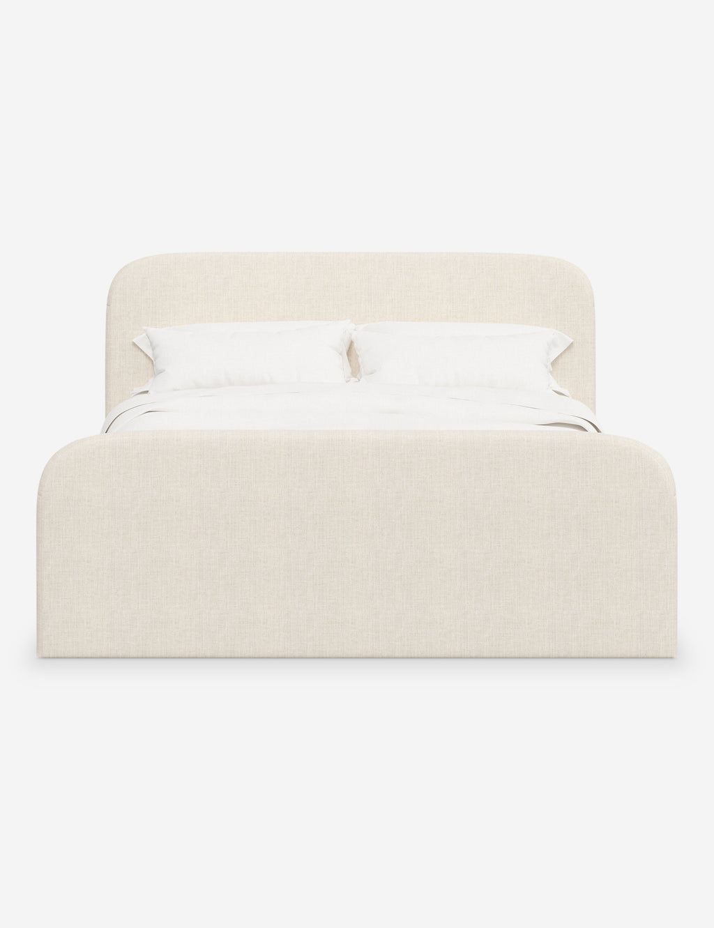 Bela Upholstered Bed | Low Rounded Headboard, Raised Footboard