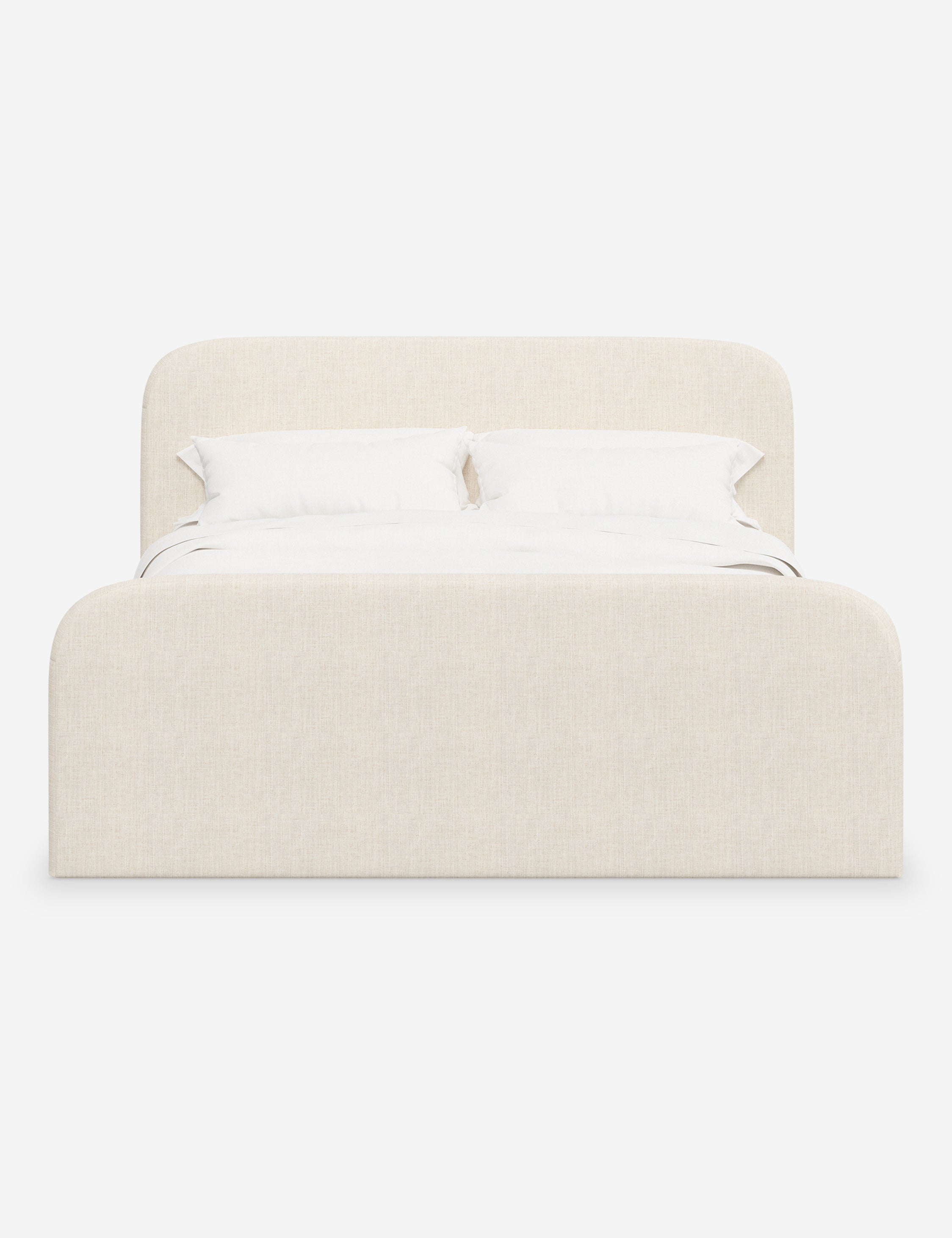 Bela Upholstered Bed | Low Rounded Headboard, Raised Footboard