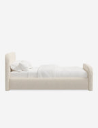 Bela Upholstered Bed | Low Rounded Headboard, Raised Footboard