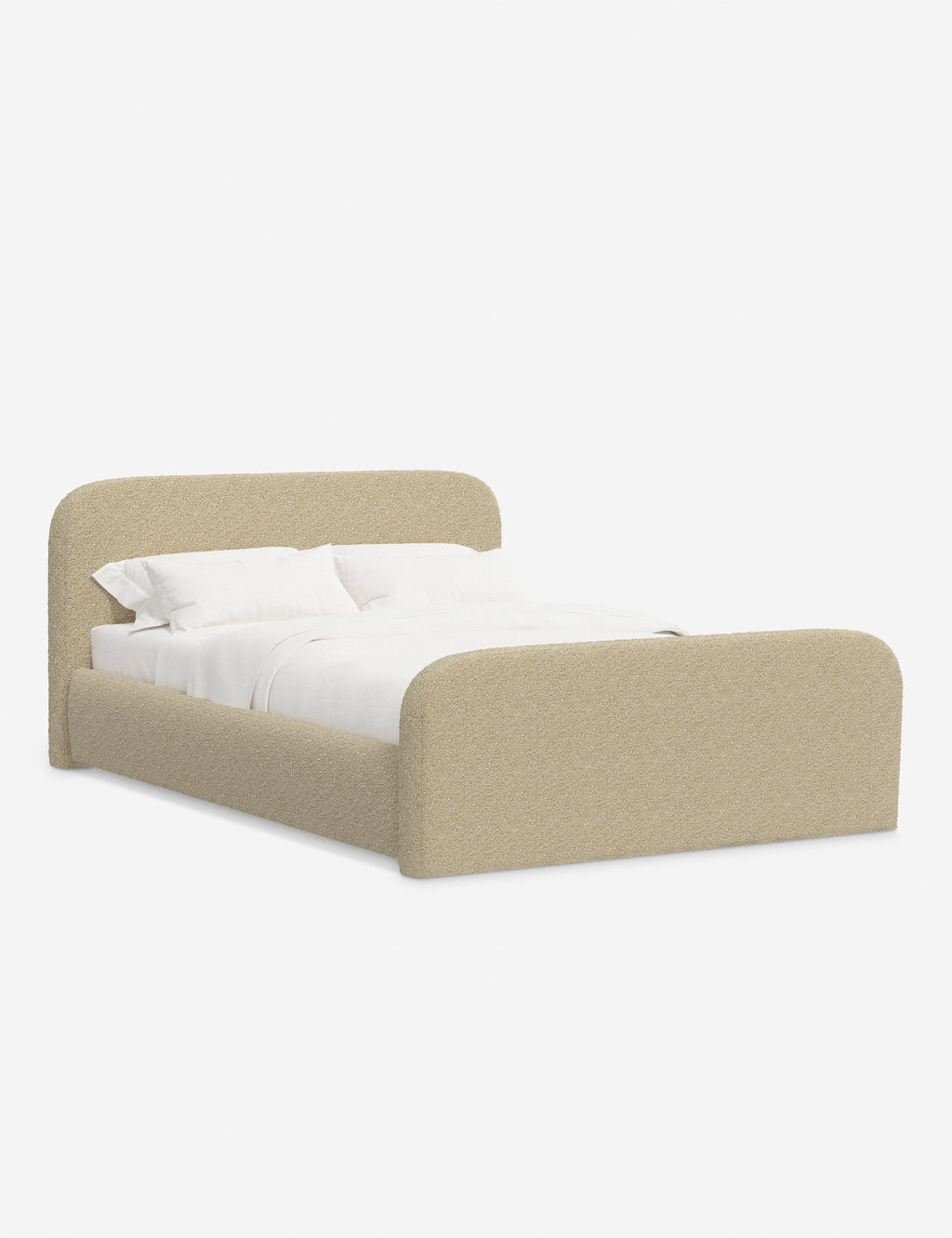 Bela Upholstered Bed | Low Rounded Headboard, Raised Footboard