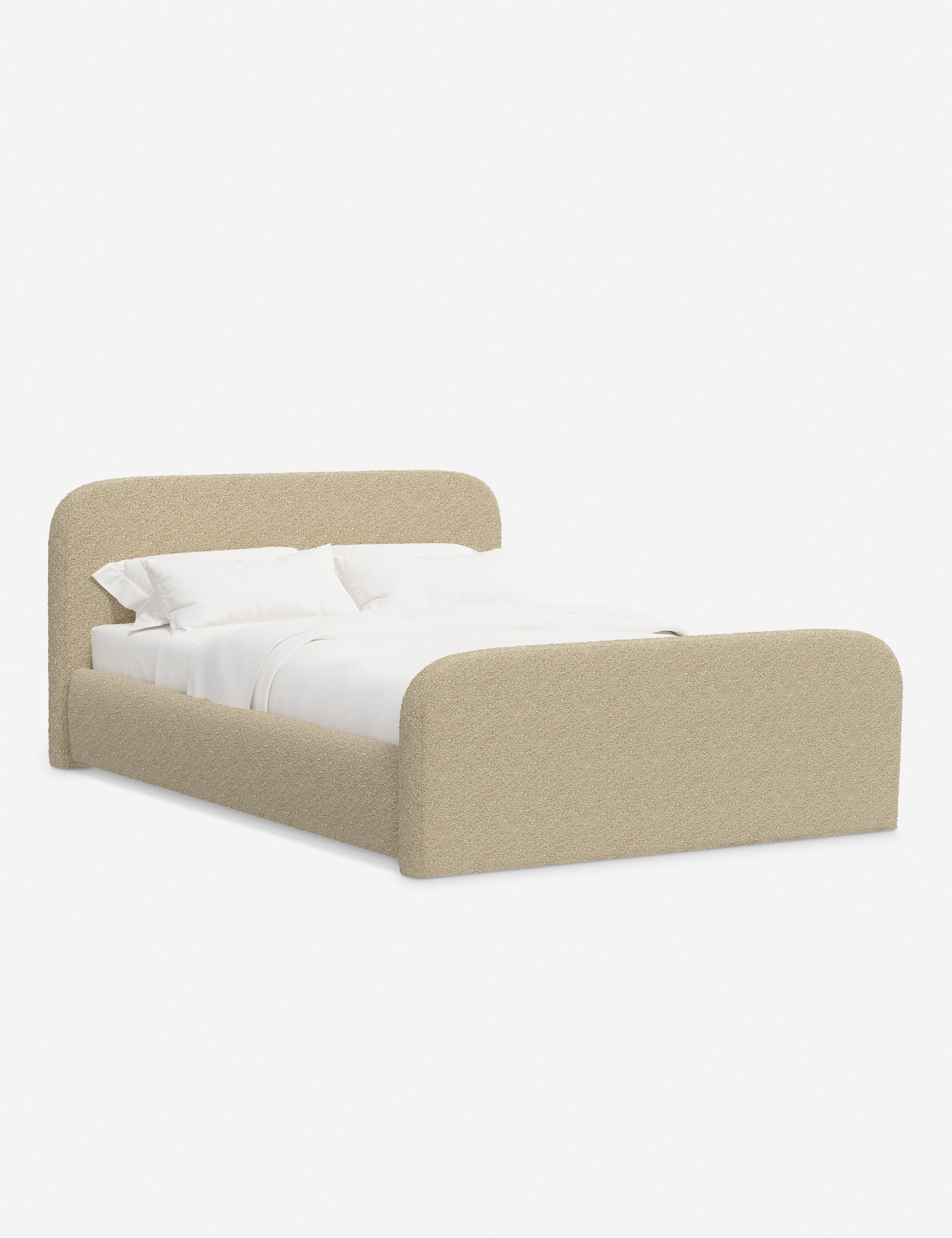 Bela Upholstered Bed | Low Rounded Headboard, Raised Footboard