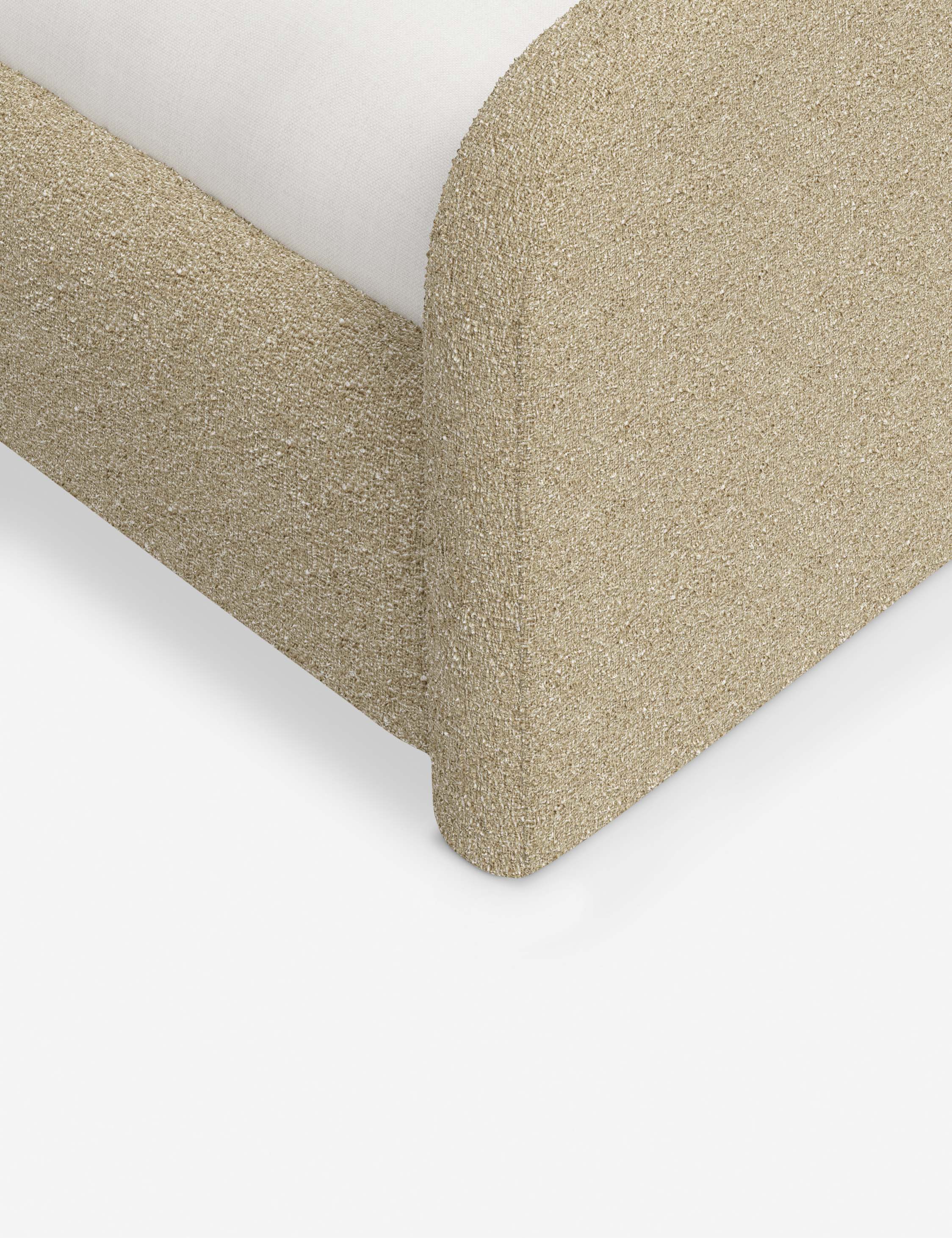 Bela Upholstered Bed | Low Rounded Headboard, Raised Footboard