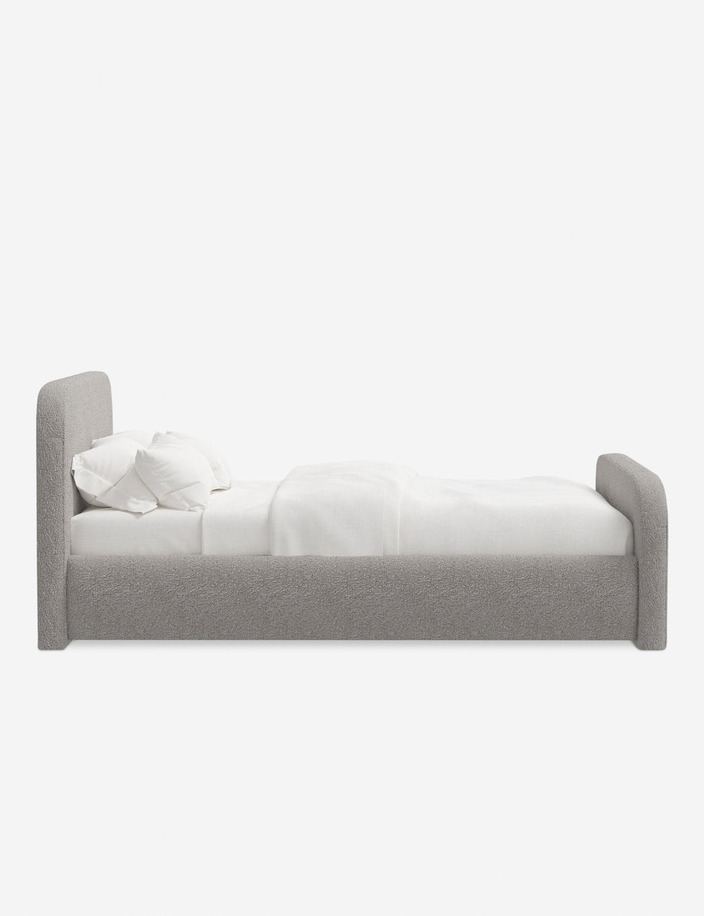 Bela Upholstered Bed | Low Rounded Headboard, Raised Footboard