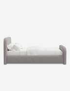 Bela Upholstered Bed | Low Rounded Headboard, Raised Footboard