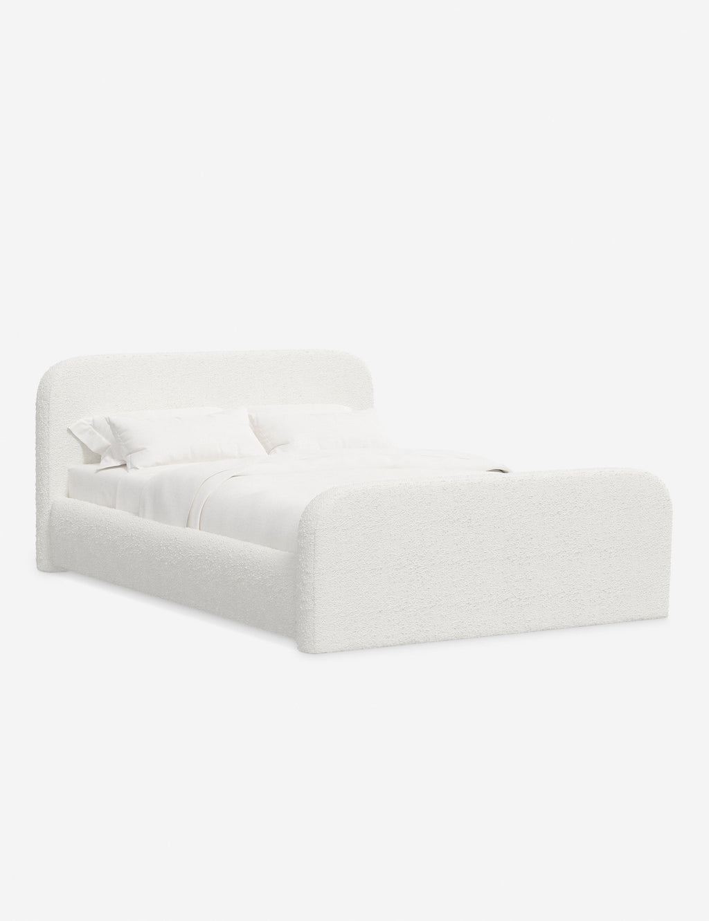 Bela Upholstered Bed | Low Rounded Headboard, Raised Footboard