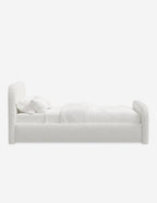 Bela Upholstered Bed | Low Rounded Headboard, Raised Footboard