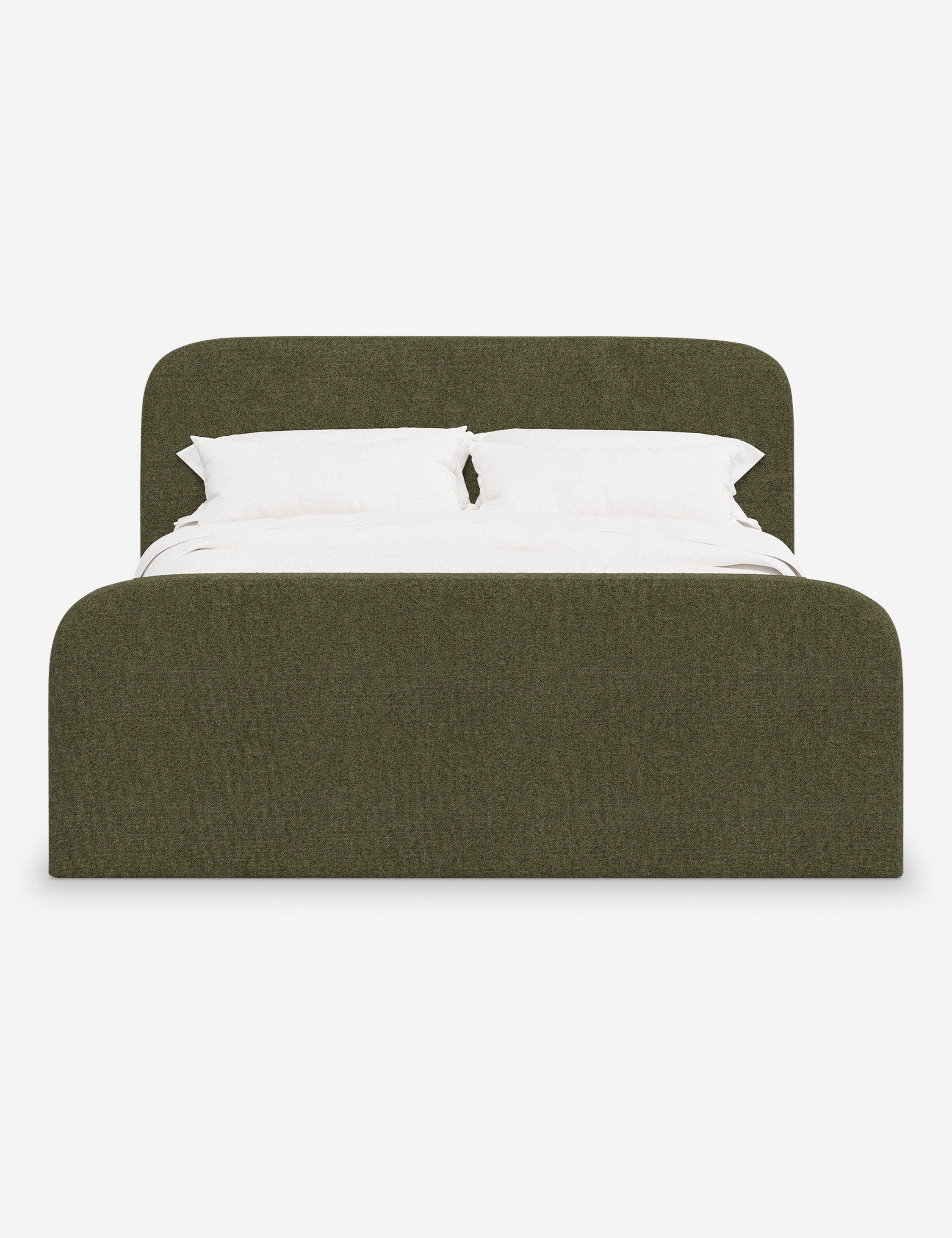 Bela Upholstered Bed | Low Rounded Headboard, Raised Footboard