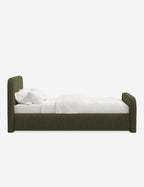 Bela Upholstered Bed | Low Rounded Headboard, Raised Footboard