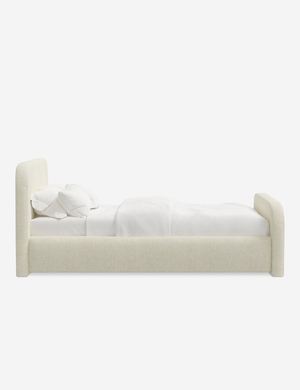 Bela Upholstered Bed | Low Rounded Headboard, Raised Footboard