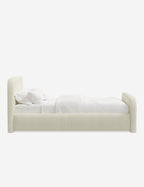 Bela Upholstered Bed | Low Rounded Headboard, Raised Footboard