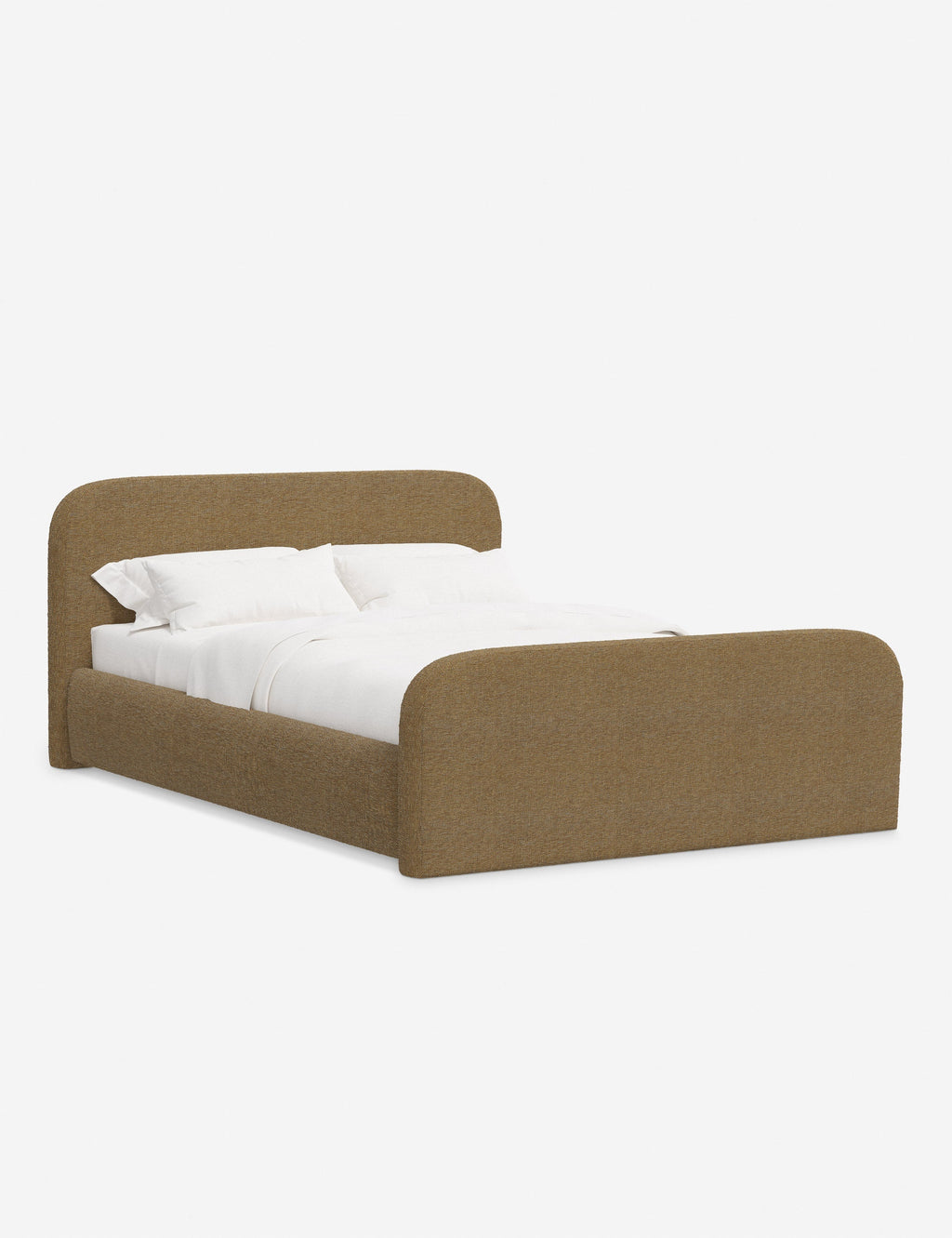 Bela Upholstered Bed | Low Rounded Headboard, Raised Footboard
