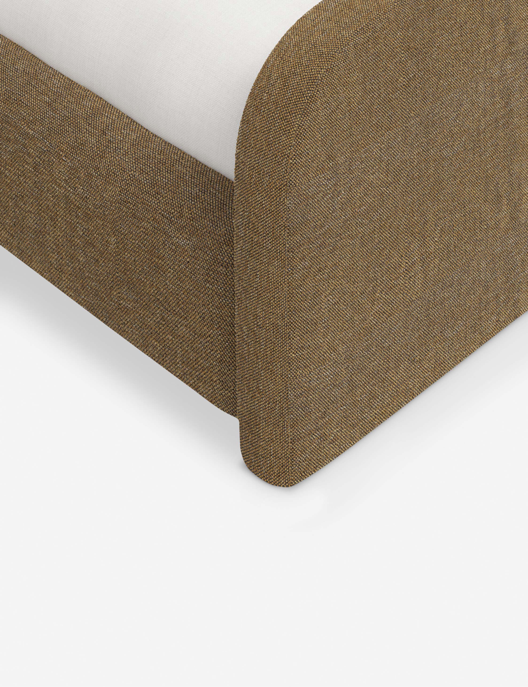 Bela Upholstered Bed | Low Rounded Headboard, Raised Footboard
