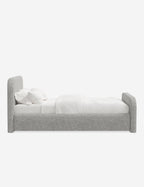 Bela Upholstered Bed | Low Rounded Headboard, Raised Footboard