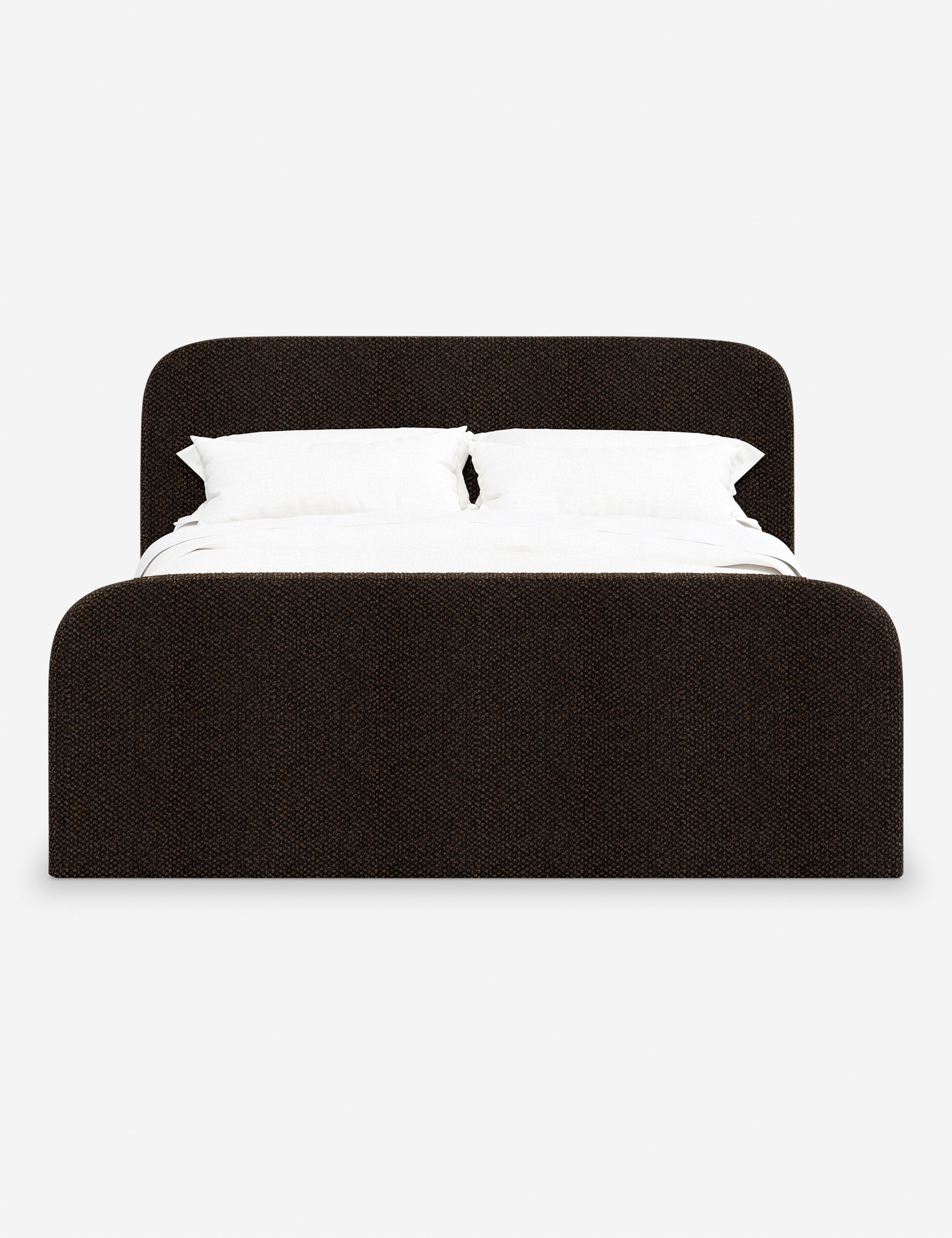 Bela Upholstered Bed | Low Rounded Headboard, Raised Footboard