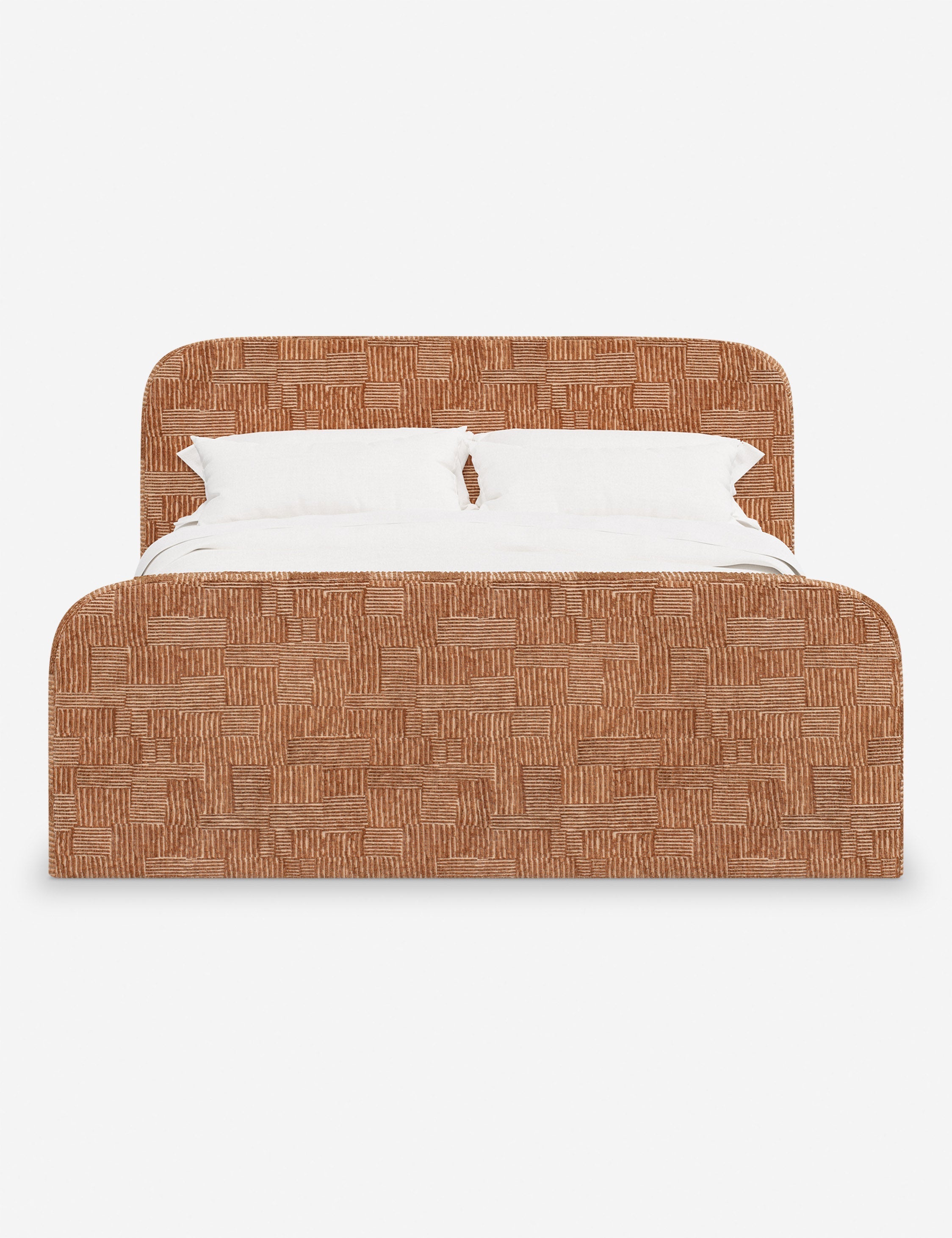 Bela Upholstered Bed | Low Rounded Headboard, Raised Footboard