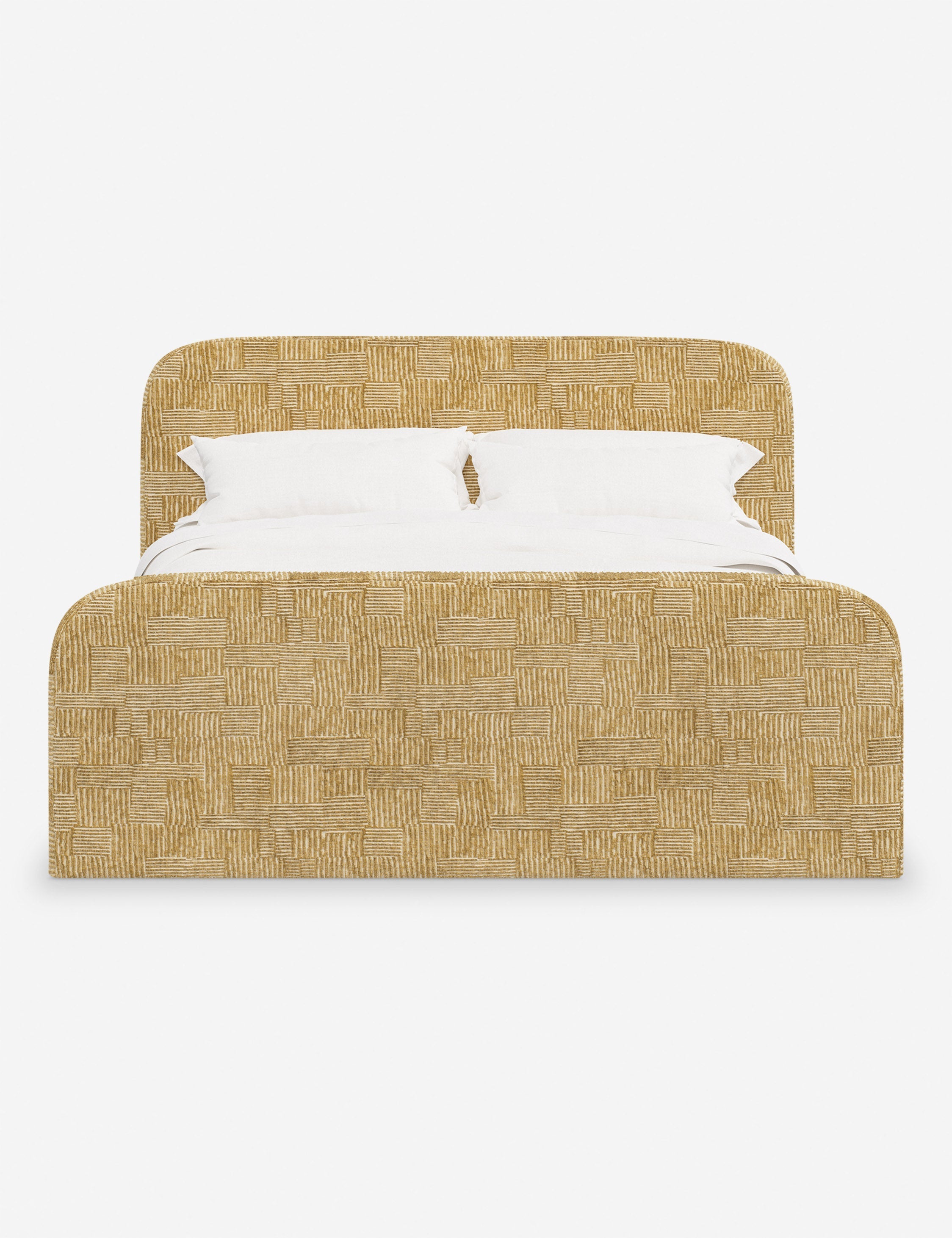 Bela Upholstered Bed | Low Rounded Headboard, Raised Footboard
