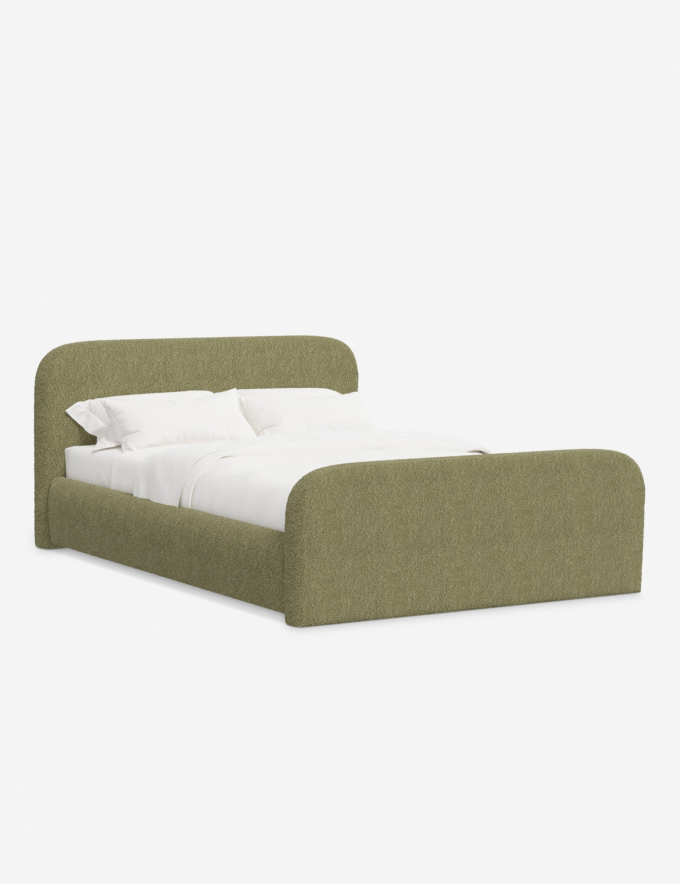 Bela Upholstered Bed | Low Rounded Headboard, Raised Footboard