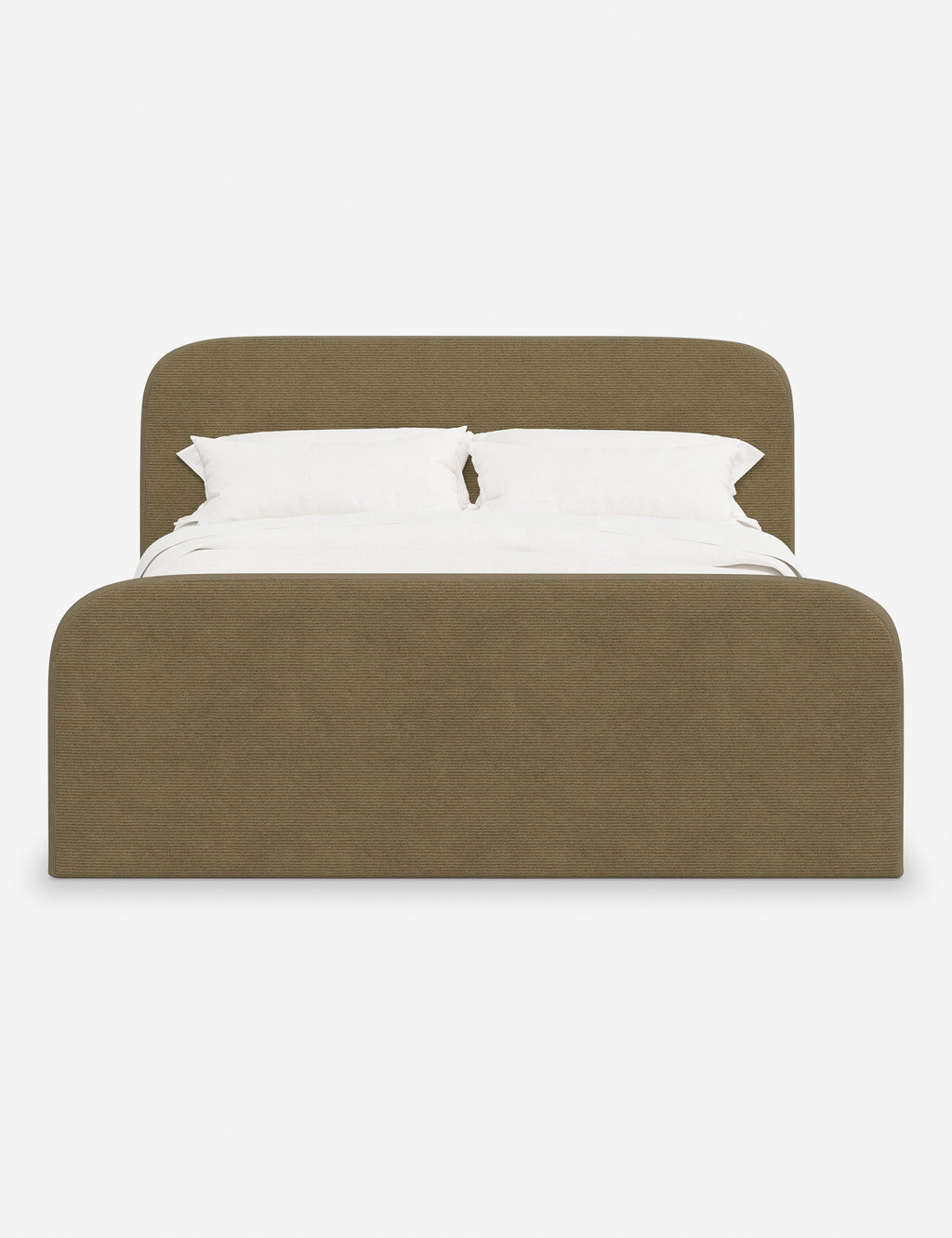 Bela Upholstered Bed | Low Rounded Headboard, Raised Footboard