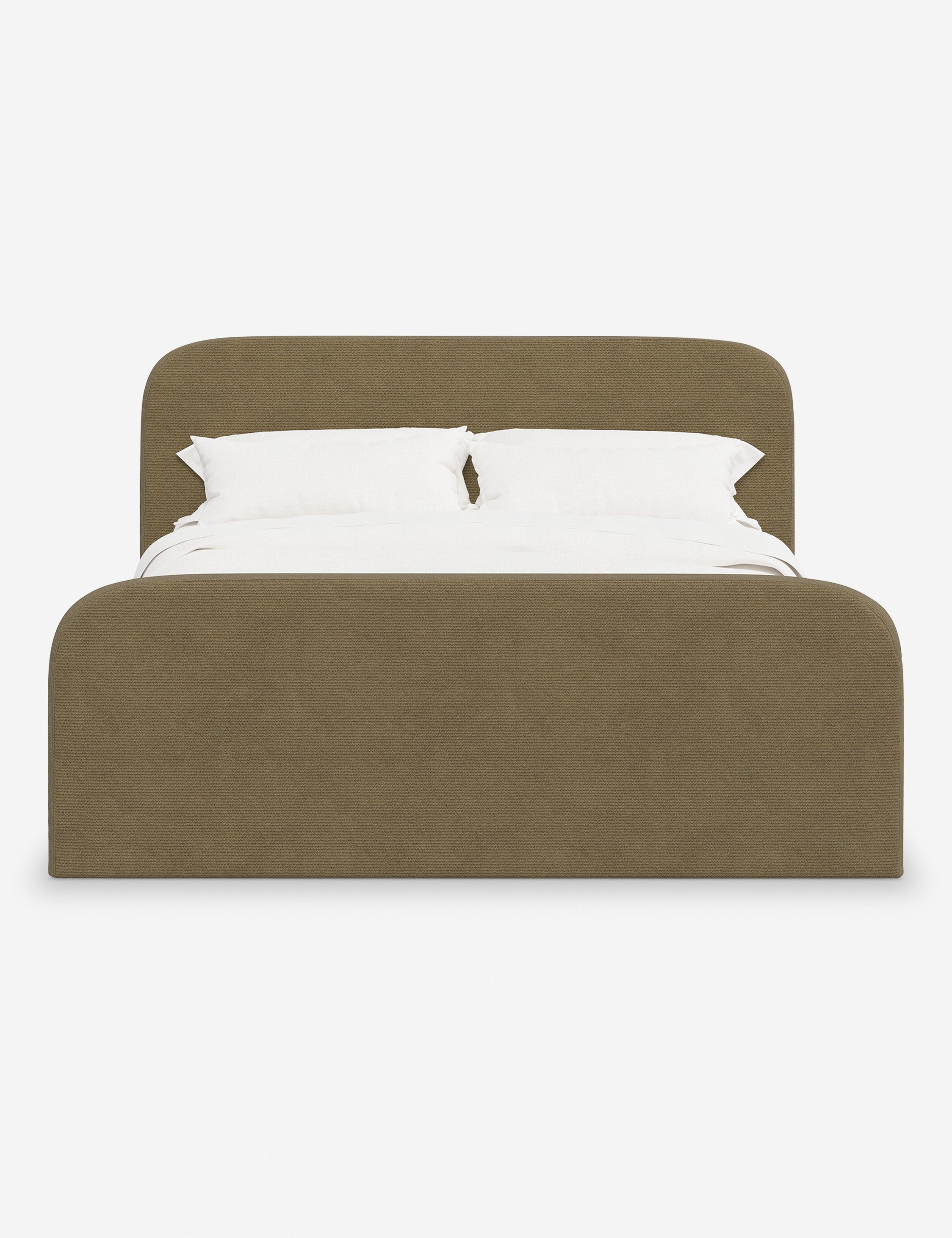 Bela Upholstered Bed | Low Rounded Headboard, Raised Footboard