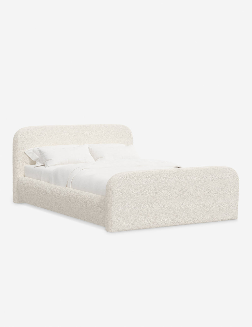 Bela Upholstered Bed | Low Rounded Headboard, Raised Footboard