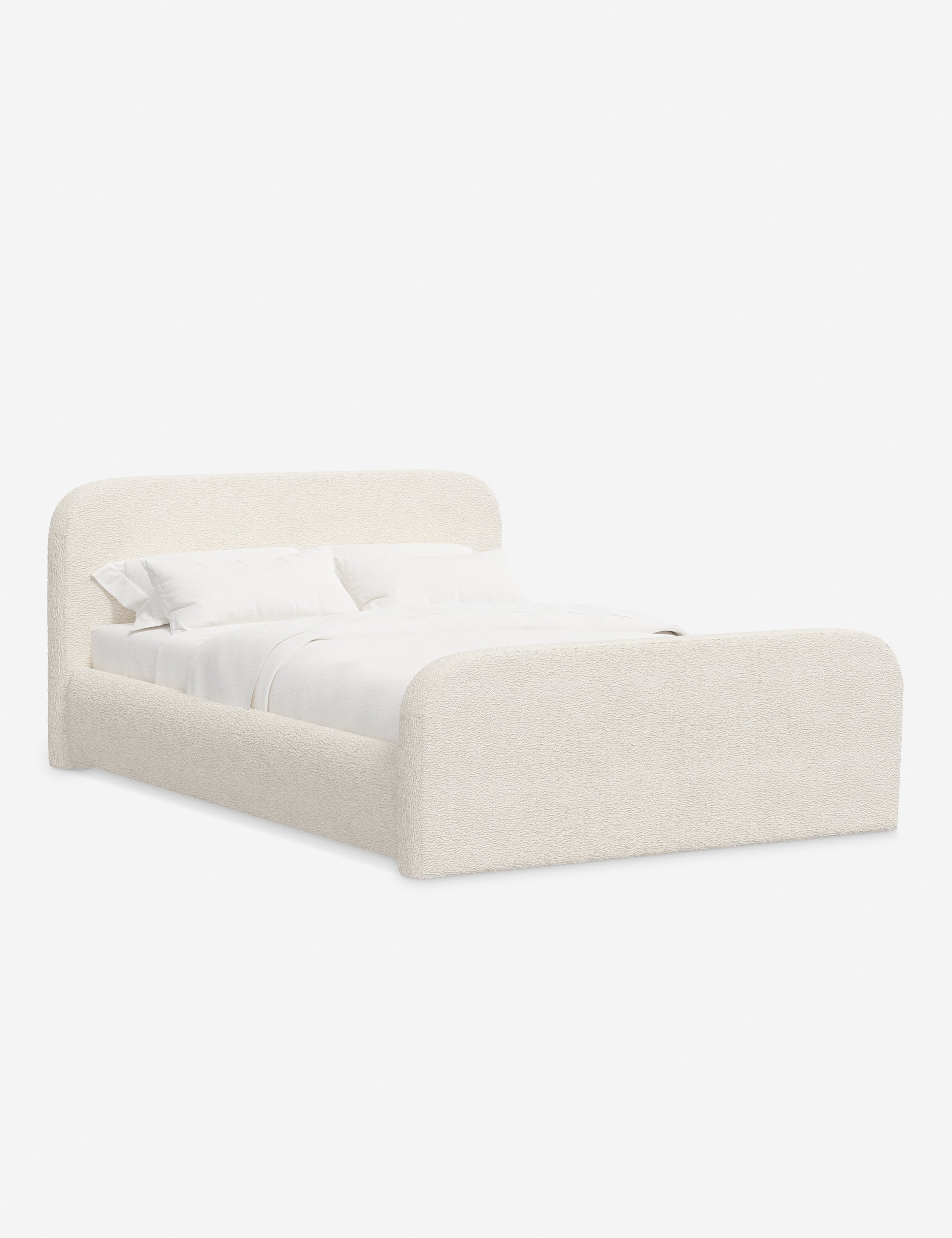 Bela Upholstered Bed | Low Rounded Headboard, Raised Footboard