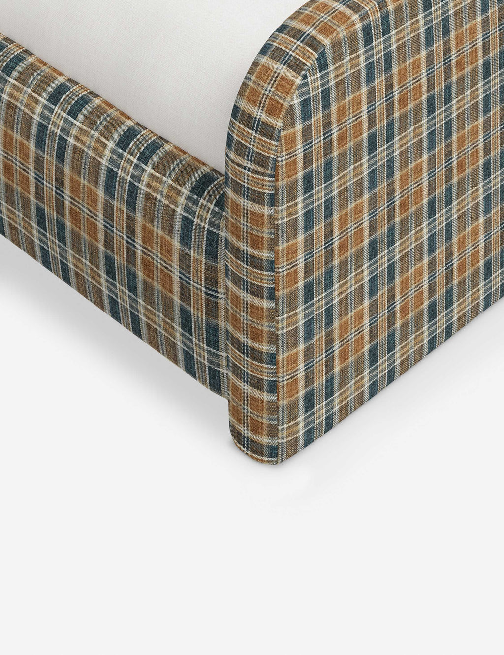 Bela Upholstered Bed | Low Rounded Headboard, Raised Footboard